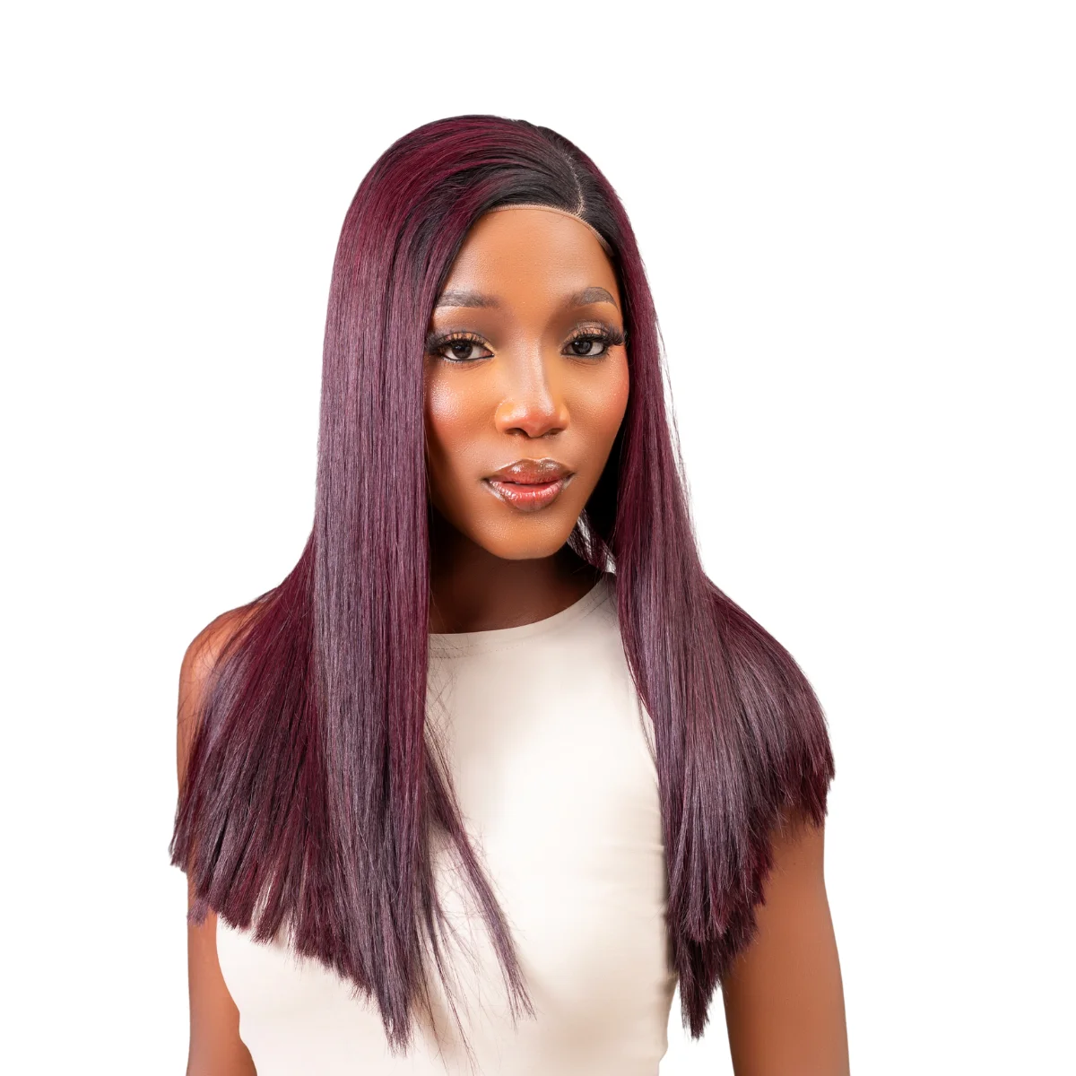 18-inch SDD Vietnamese Bone Straight Wig | 5X5 Closure | 350g | Dark Burgundy